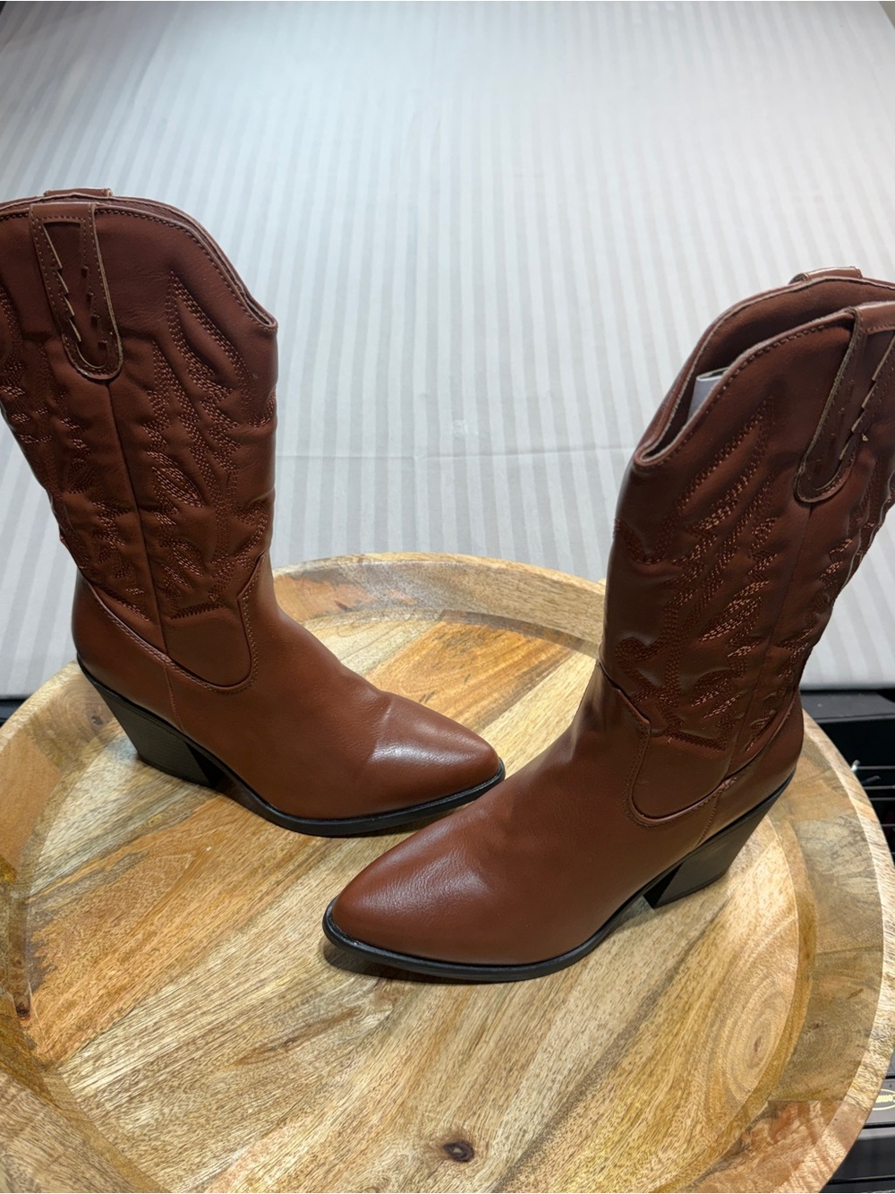 Brown Cowboy Boots Shibever Embroidered Western EU 38